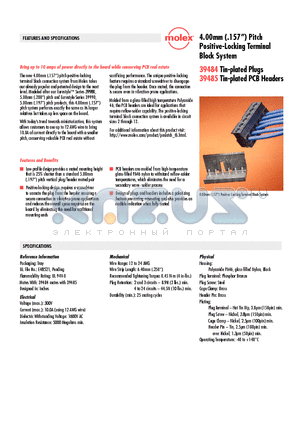 39484-0003 datasheet - Positive-Locking Terminal Block System