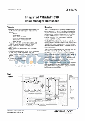 CL-CS3712 datasheet - Integrated AVI/ATAPI DVD Drive Manager