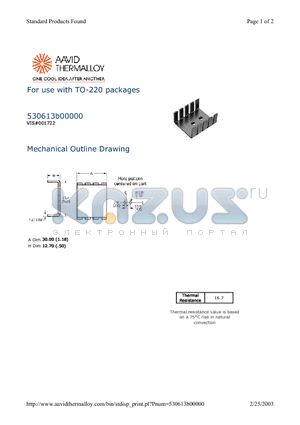 530613B00000 datasheet - For use with TO-220 packages