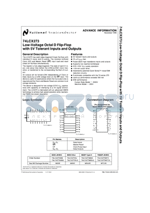 74LCX273MTCX datasheet - Low-Voltage Octal D Flip-Flop with 5V Tolerant Inputs and Outputs