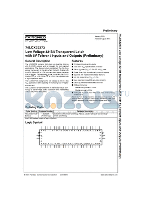 74LCX32373GX datasheet - Low Voltage 32-Bit Transparent Latch with 5V Tolerant Inputs and Outputs Preliminary