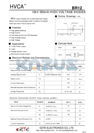 BR12 datasheet - 12kV 350mA HIGH VOLTAGE DIODES