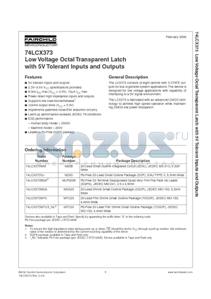 74LCX373MSA datasheet - Low Voltage Octal Transparent Latch with 5V Tolerant Inputs and Outputs