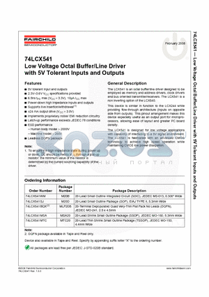 74LCX541SJ_08 datasheet - Low Voltage Octal Buffer/Line Driver with 5V Tolerant Inputs and Outputs