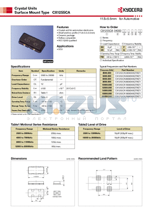 CX1255CA08000H0QTWZ1 datasheet - 11.85.5mm for Automotive
