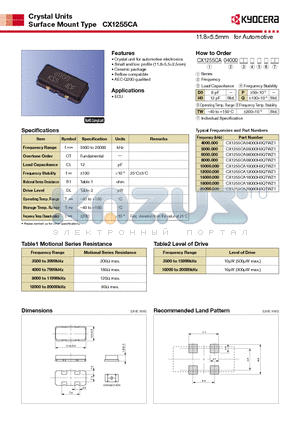 CX1255CA10000H0QTWZ1 datasheet - 11.85.5mm for Automotive