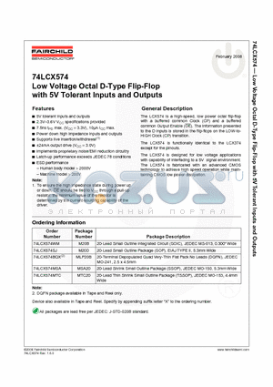 74LCX574MTC datasheet - 74LCX574