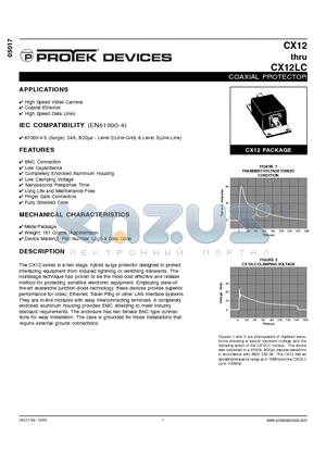 CX12LC datasheet - COAXIAL PROTECTOR