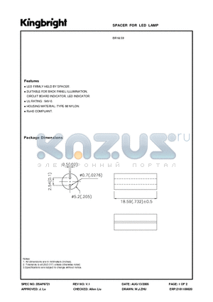 BR18.59 datasheet - SPACER FOR LED LAMP