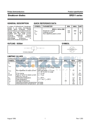 BR211-140 datasheet - Breakover diodes