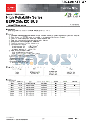 BR24A01A-WM datasheet - High Reliability Series EEPROMs I2C BUS