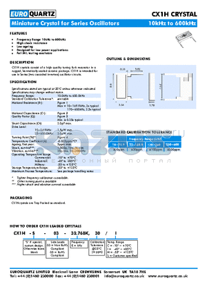 CX1H datasheet - Frequency Range 10kHz to 600kHz