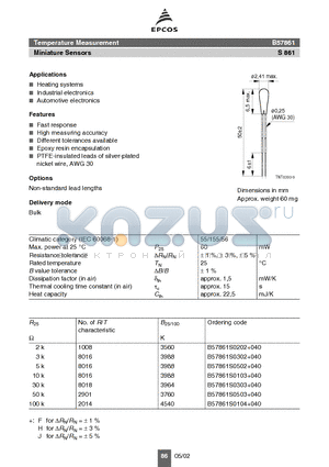 B57861S0202 datasheet - Temperature Measurement