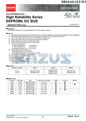 BR24A01AF-WM datasheet - High Reliability Series EEPROMs I2C BUS