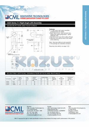 5323F5 datasheet - T-1 Right Angle LED Assembly