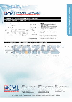 5324 datasheet - T-1 Right Angle 4 Wide LED Assembly