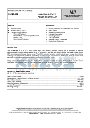 53248-102 datasheet - 28 VDC SOLID STATE POWER CONTROLLER