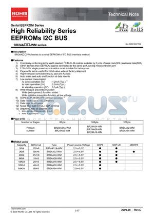 BR24A64-WM datasheet - High Reliability Series EEPROMs I2C BUS