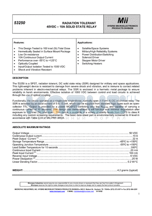 53250 datasheet - RADIATION TOLERANT 40VDC - 2A SOLID STATE RELAY