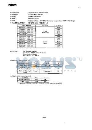 BR24C01A-10SU-1.8 datasheet - Supply voltage 1.8V~5.5V/Operating temperature -40C~85C type