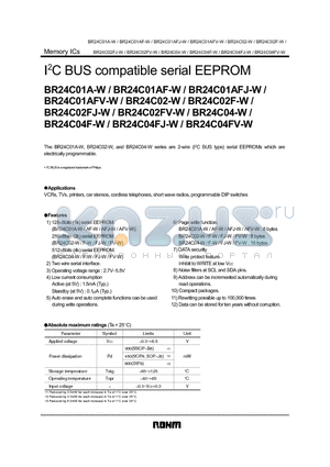 BR24C02-W datasheet - I2C BUS compatible serial EEPROM