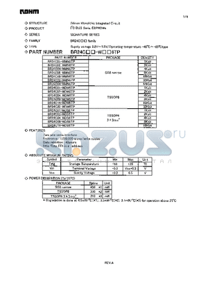 BR24C02-WDS6TP datasheet - Supply voltage 2.5V~5.5V/Operating temperature -40C~85C type