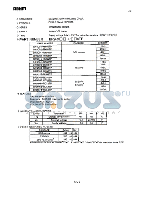 BR24C04-RMN6TP datasheet - Supply voltage 1.8V~5.5V/Operating temperature ~40C~85C type