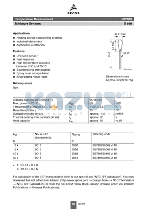 B57869S0302 datasheet - Heating and air conditioning systems