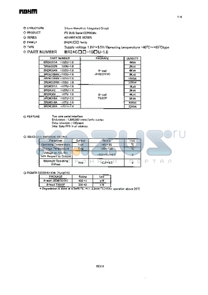 BR24C08A-10TU-1.8 datasheet - Supply voltage 1.8V~5.5V/Operating temperature -40C~85C type