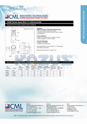 5325F1 datasheet - Super Brite T-1 LED Assembly