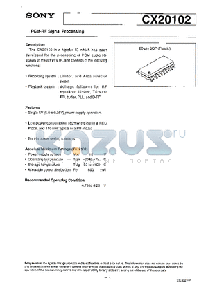 CX20102 datasheet - PCM-RF SIGNAL PROCESSING