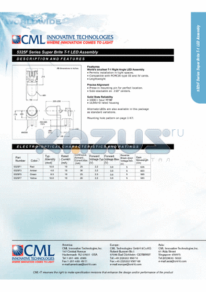 5325F5 datasheet - Super Brite T-1 LED Assembly