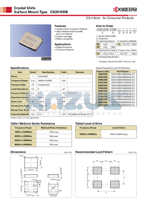 CX2016DB20000D0GEJZ1 datasheet - 2.01.6mm for Consumer Products