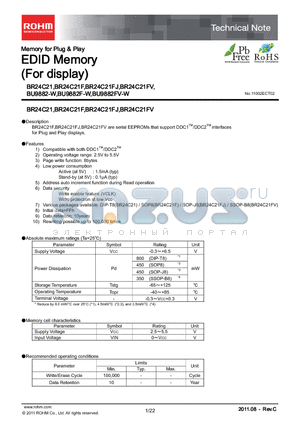 BR24C21FV datasheet - EDID Memory (For display)