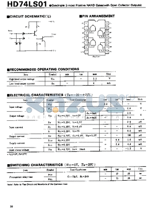74LS01 datasheet - Quadruple 2-input Positive NAND Gates(with Open Collector Outputs)