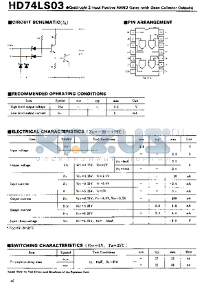 74LS03 datasheet - Quadruple 2-input Positive NAND Gates(with Open Colletor Outputs)