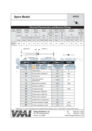 1N5552 datasheet - Spice Model