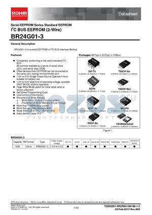 BR24G01-3TR datasheet - Serial EEPROM Series Standard EEPROM I2C BUS EEPROM (2-Wire)