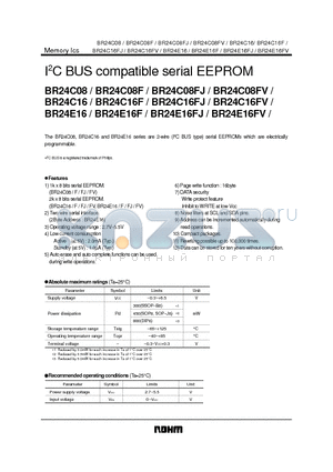 BR24E16F datasheet - I2C BUS compatible serial EEPROM