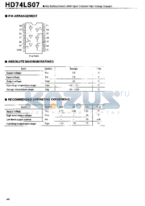 74LS07 datasheet - Hex Buffers/Drivers(With Open Collector High-Voltage Ouputs)