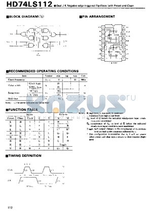 74LS112 datasheet - Dual J-K Negative-edge-triggered Flip-Flops(with Preset and Clear)