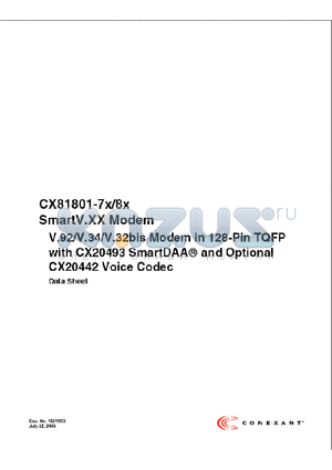CX20493-21 datasheet - SmartV.XX Modem