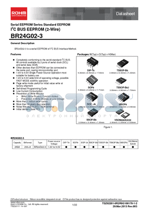 BR24G02F-3E2 datasheet - Serial EEPROM Series Standard EEPROM I2C BUS EEPROM (2-Wire)