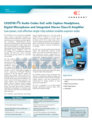 CX20745 datasheet - Control Interface: I2C slave only