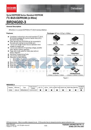 BR24G02NUX-3E2 datasheet - Serial EEPROM Series Standard EEPROM I2C BUS EEPROM (2-Wire)
