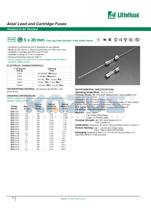 0219.315A datasheet - Axial Lead and Cartridge Fuses - Designed to IEC Standard