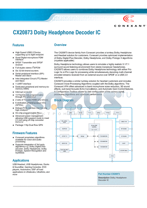 CX20873 datasheet - Full duplex stereo I2S/PCM