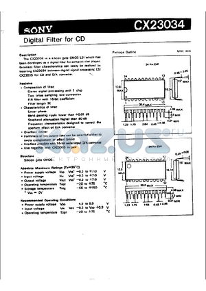 CX23034 datasheet - Digital Filter for CD