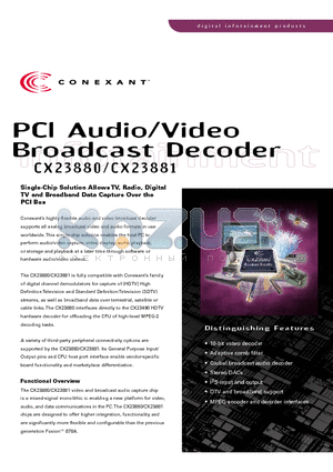 CX23881 datasheet - PCl Audio/Video Broadcast Decoder