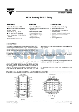 DG485DJ datasheet - Octal Analog Switch Array